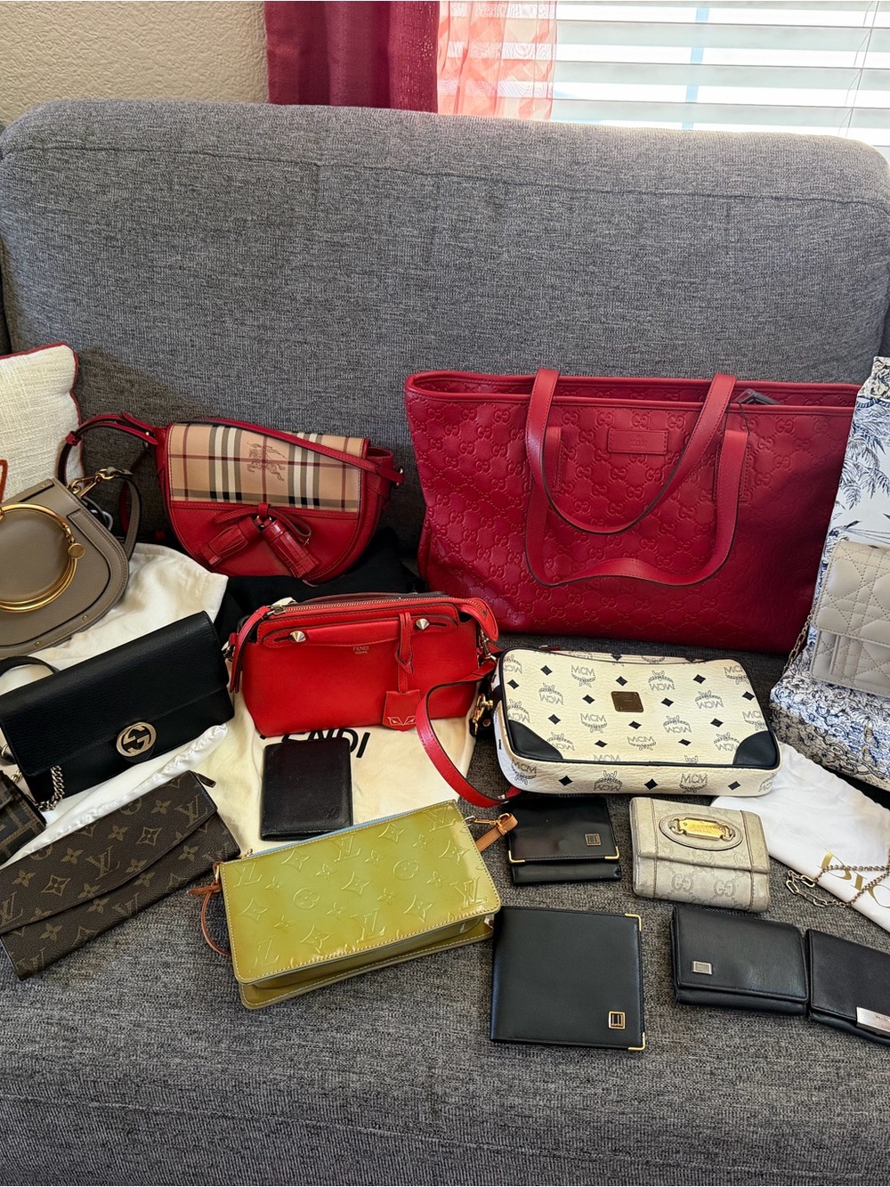 Gucci Red Embossed Leather Tote
